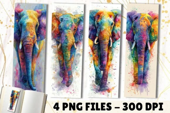 Download Watercolor Elephant Splash Art Bookmark - Premium Resources